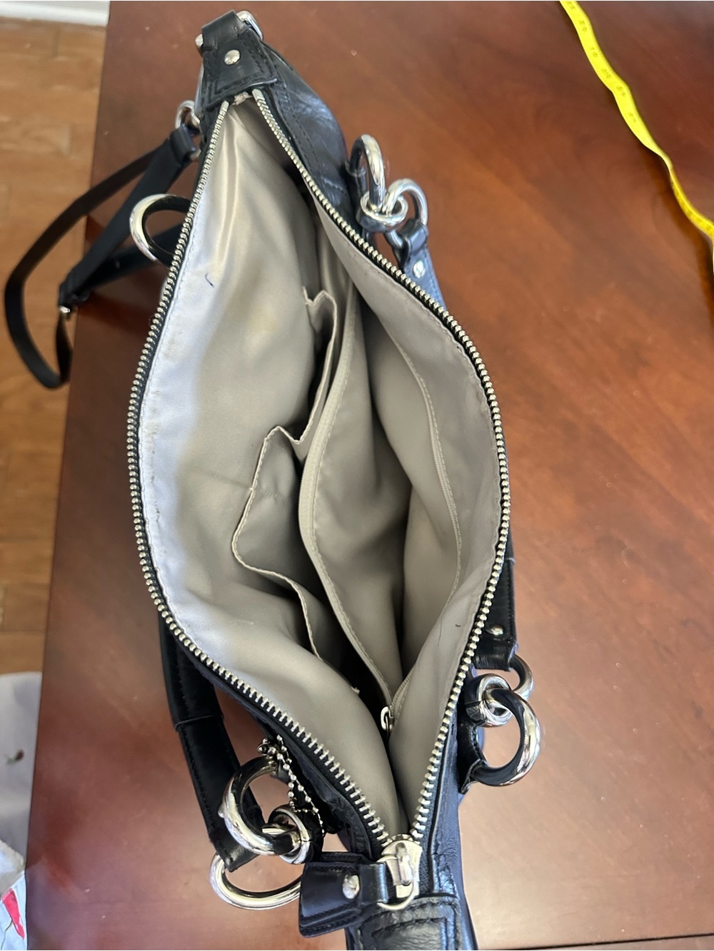Coach Black Woven Leather Shoulder Bag with Silver Hardware Kristen - Picture 10 of 16